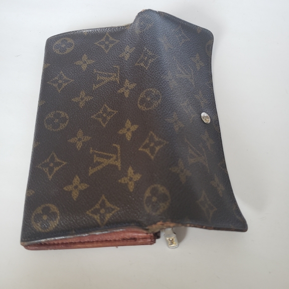 LOUIS VUITTON LV Vintage Sarah Envelope Wallet Leather Large Clutch Brown - Picture 9 of 13